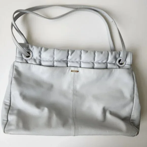 Vince Camuto Jass Quilted Puffy Large Shoulder Bag Tote Gray Faux Leather Soft - Picture 5 of 13